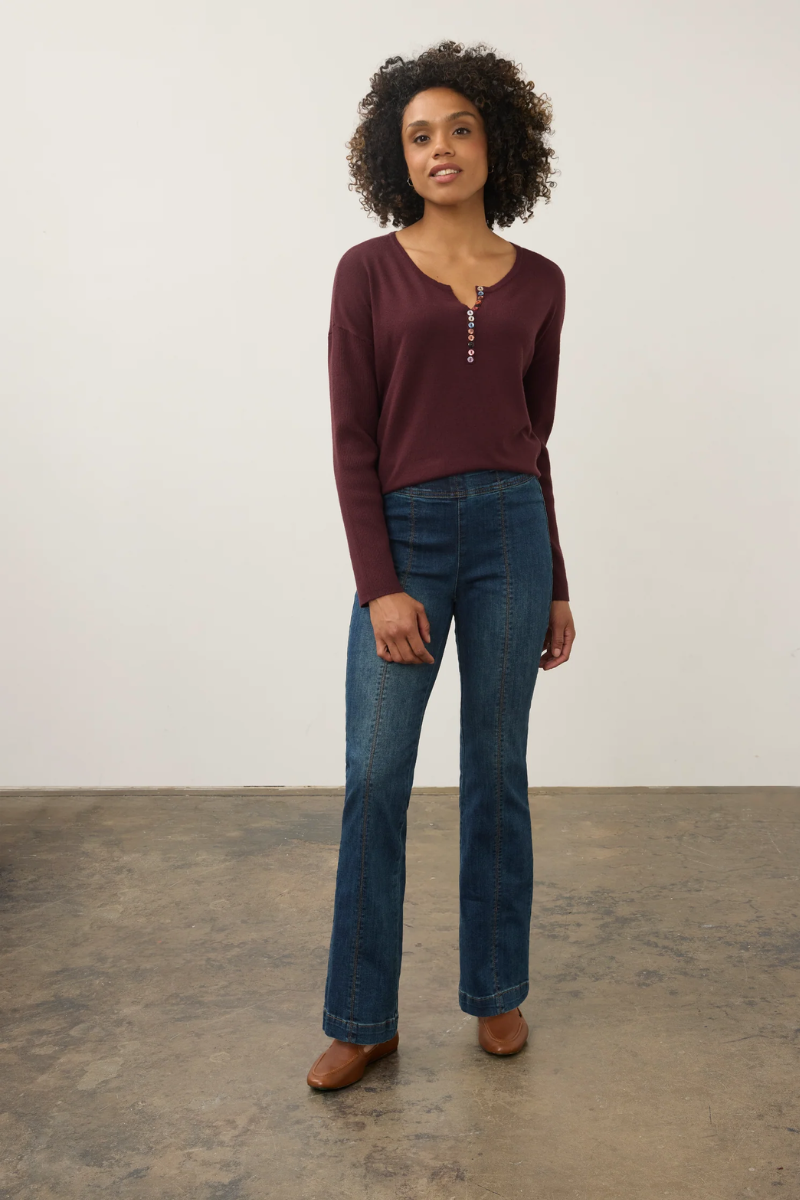 Rib Sleeve Sweater — Fig