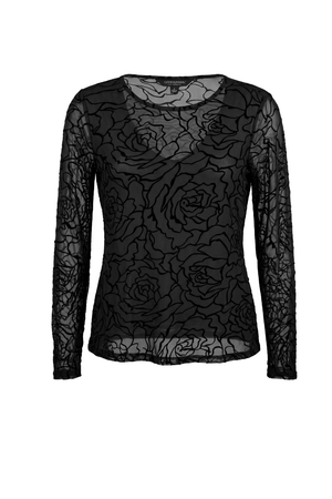 Long Sleeve Layered Top with V Detail — Black