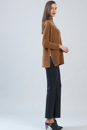 Sweater with Zip — Camel