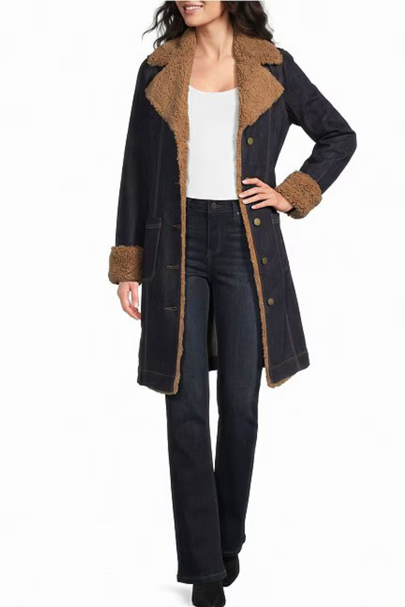 Liverpool LA Sherpa-Trimmed Denim Jacket