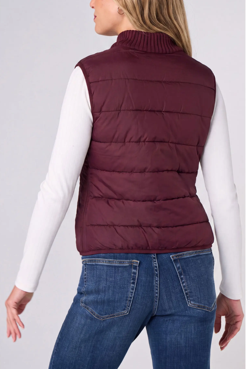 Reversible Quilted Sweater Vest — Dark Oxblood