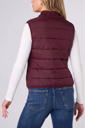 Reversible Quilted Sweater Vest — Dark Oxblood