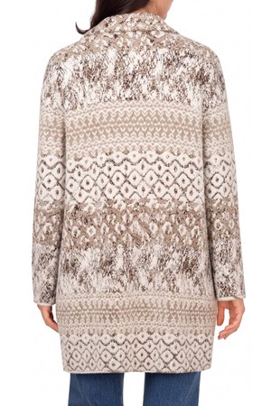 Open Front Sweater Coat — White Multi