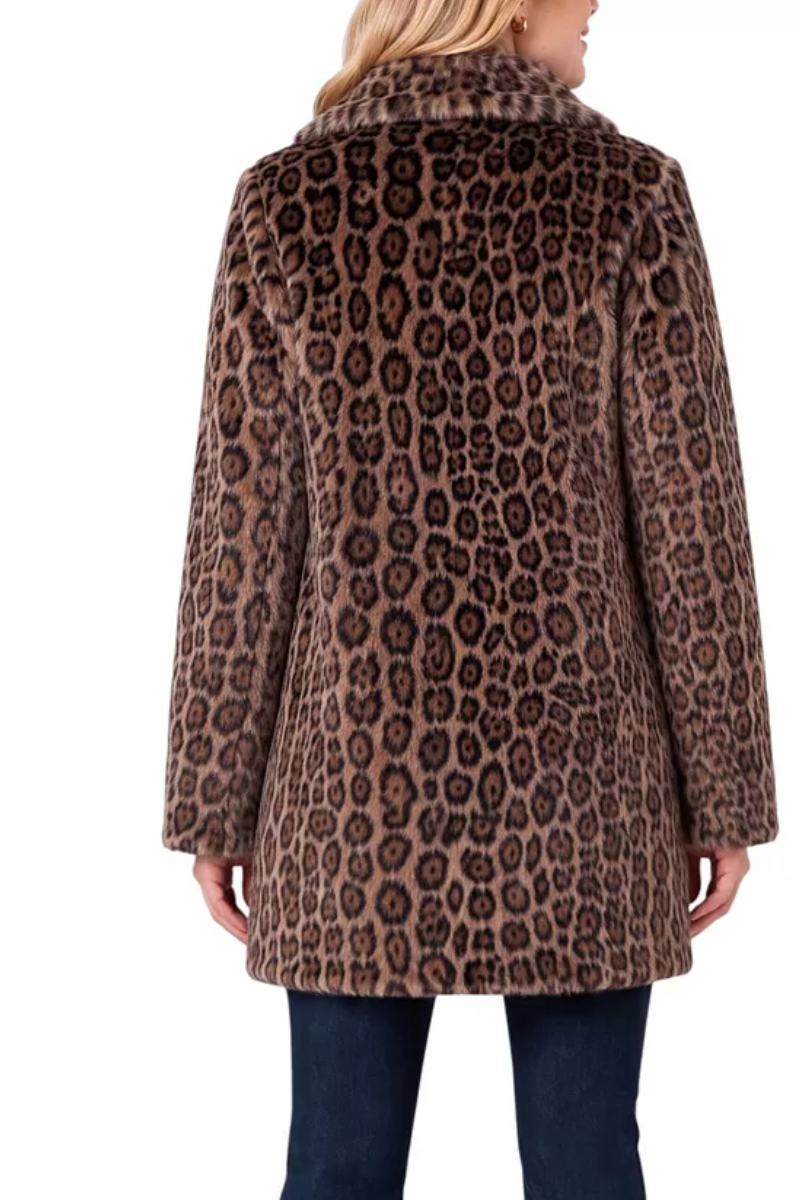 Liverpool LA Leopard Print Faux Fur Teddy Coat