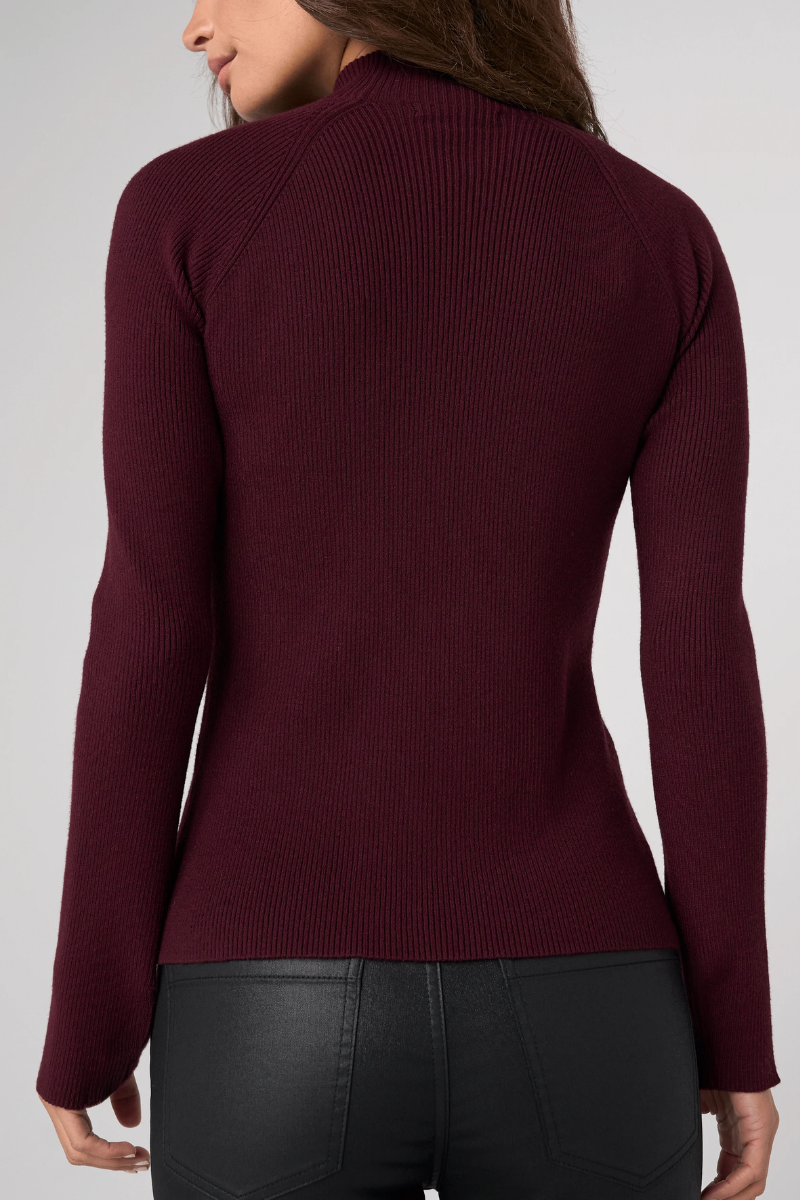 Dark Oxblood Ribbed Turtleneck Sweater