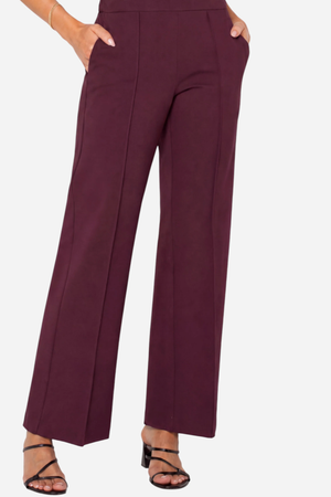 Kayla Wide Leg Pant — Dark Oxblood