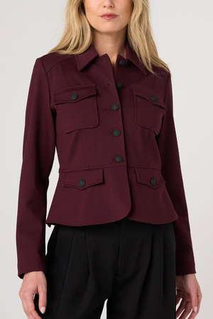 Peplum Jacket — Dark Oxblood