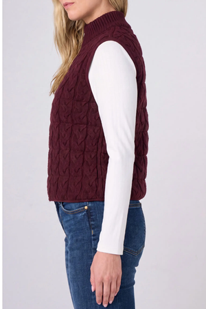 Reversible Quilted Sweater Vest — Dark Oxblood