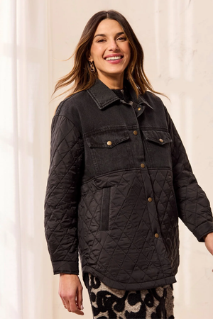Denim Quilted Jacket — Black