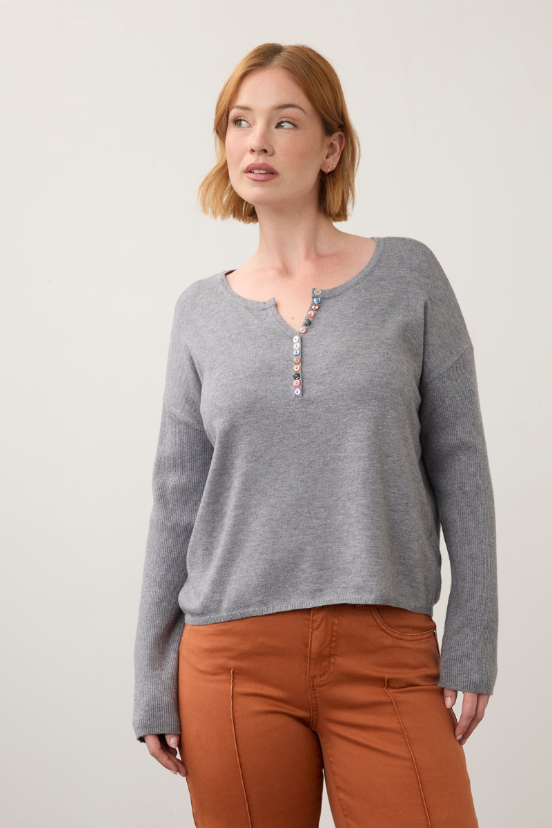 Rib Sleeve Sweater — Cloud Heather
