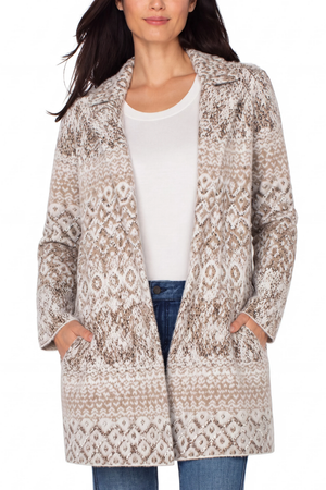 Open Front Sweater Coat — White Multi