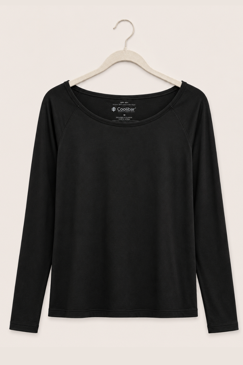 Morada Long Sleeve V-Neck Top — Black