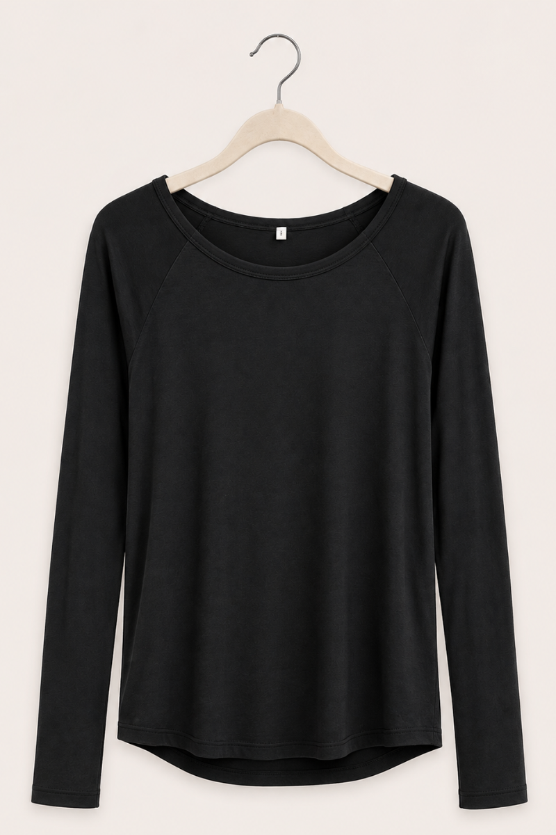 Raglan Sleeve Layering Top — Black
