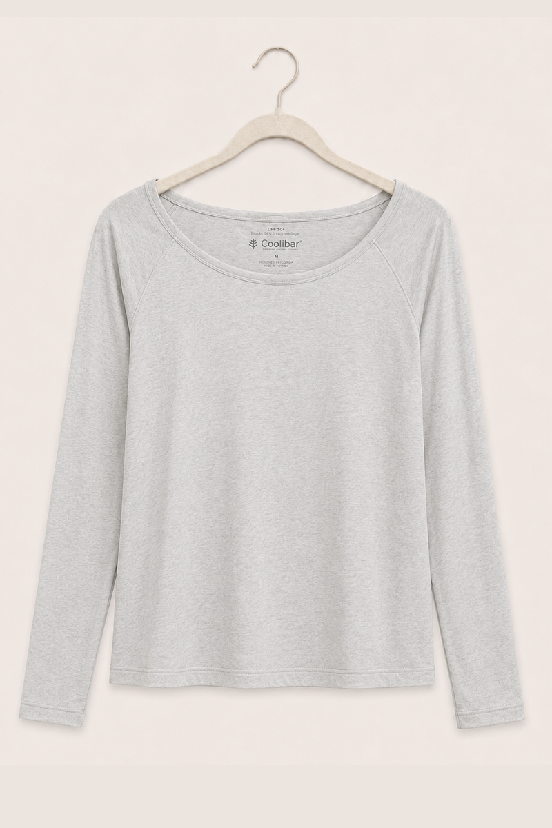 Morada Long Sleeve V-Neck Top — Heather Grey