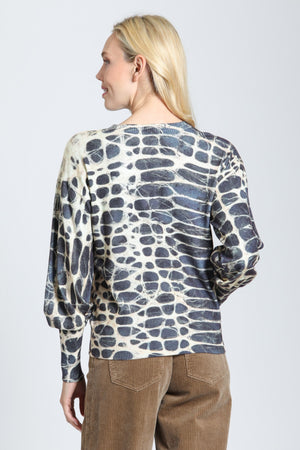 Abstract Print Crewneck Sweater- Smoky Monochrome