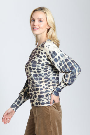 Abstract Print Crewneck Sweater- Smoky Monochrome