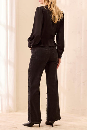 Audrey Denim Palazzo Pant — Black