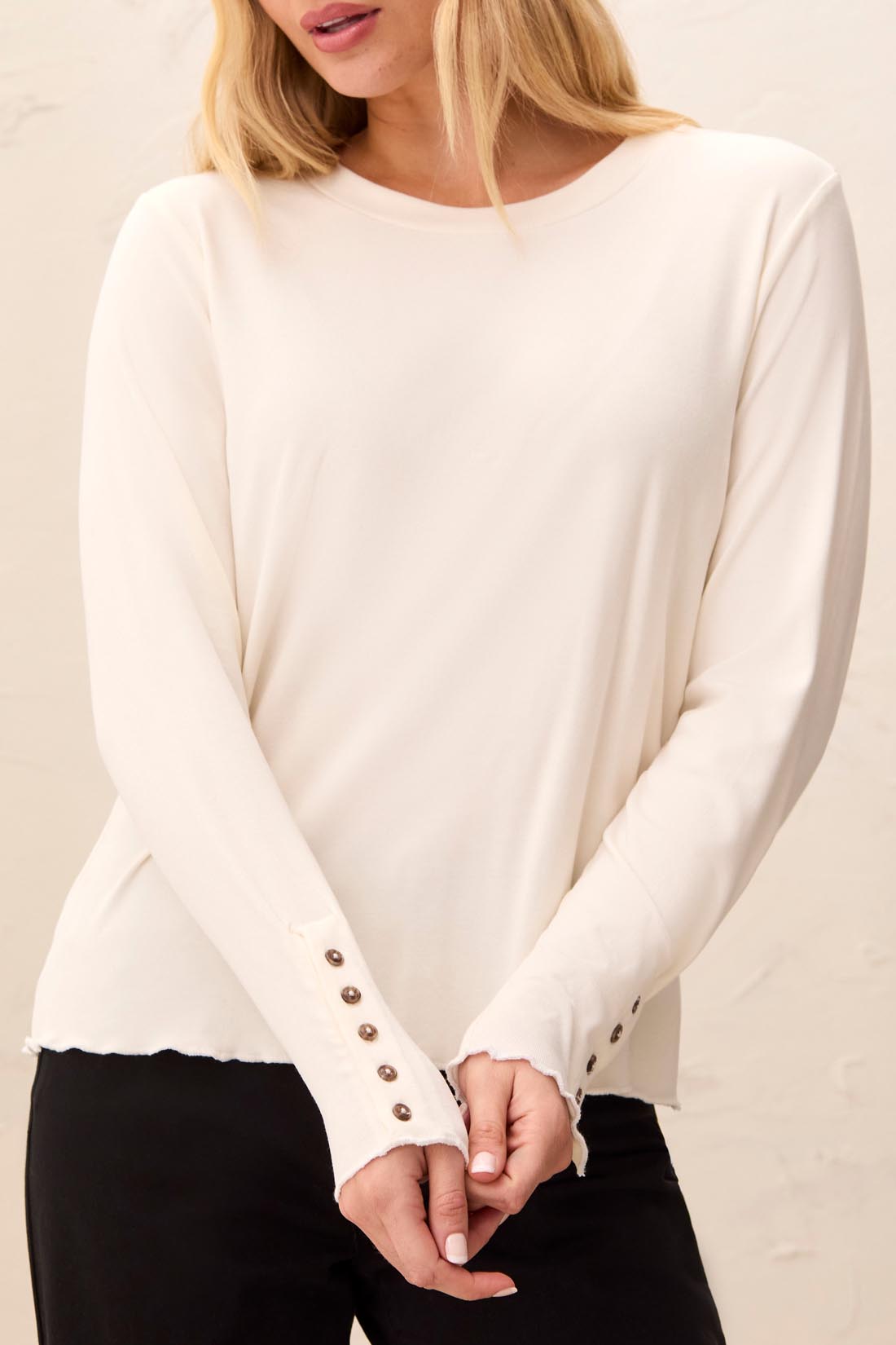 Long Sleeve Crew Neck Top — Moonstone